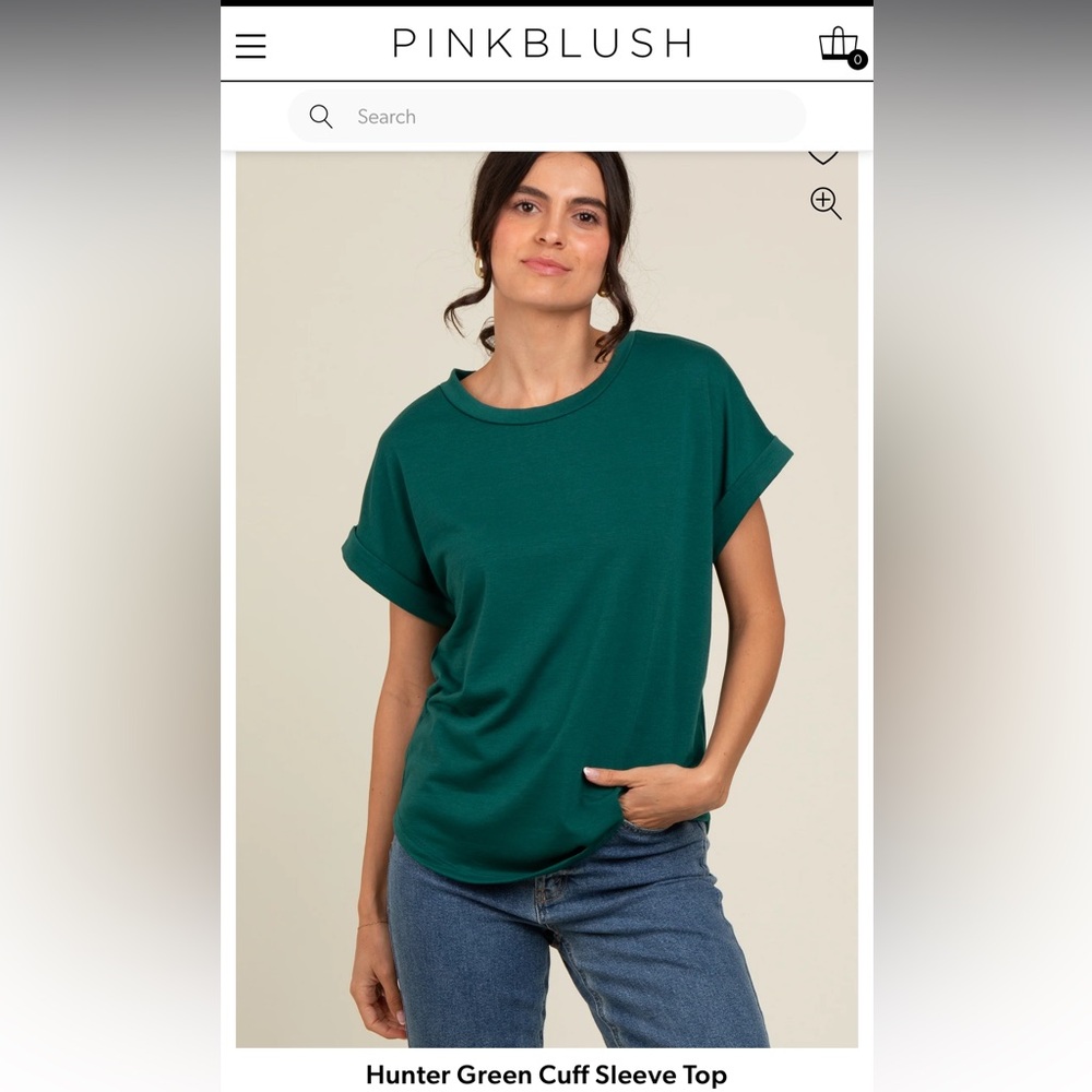 Hunter Green Cuff Sleeve Maternity Shirt